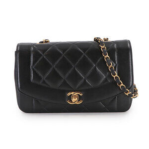 CHANEL Diana Matelasse 22 Chain Shoulder Handbag in Black Lambskin (A01164)